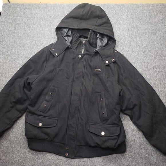 COOGI Other - Coogi Bomber Jacket Mens 2XL Wool Blend Vintage Y2K Heavy Metal Buttons Full Zip